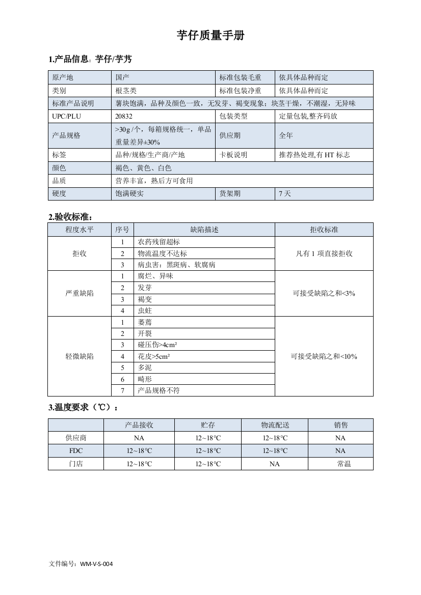 58quality-manual-Sweet-potato芋仔质量手册验收标准