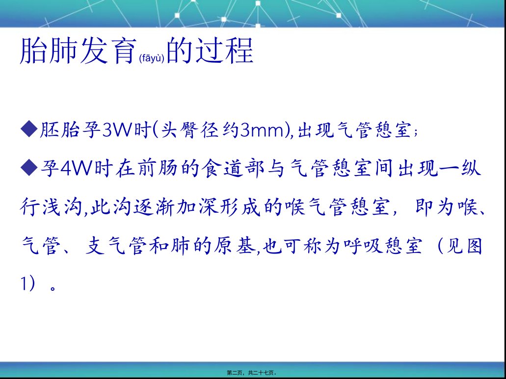 医学专题胎儿肺部发育特点