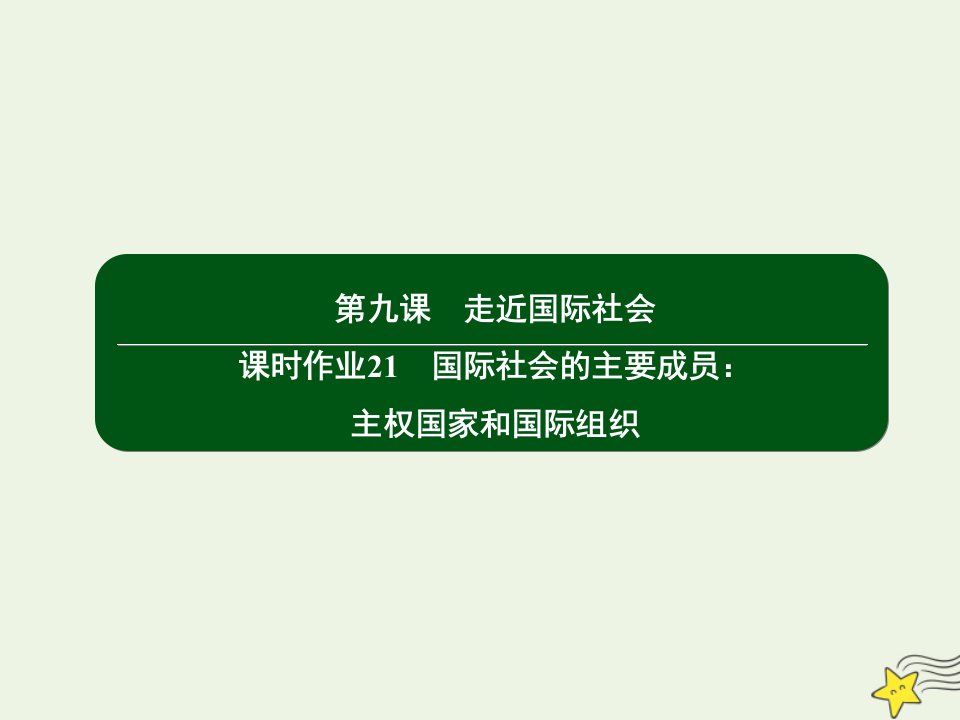 高中政治第四单元当代国际社会9国际社会的主要成员：主权国家和国际组织课件新人教版必修2