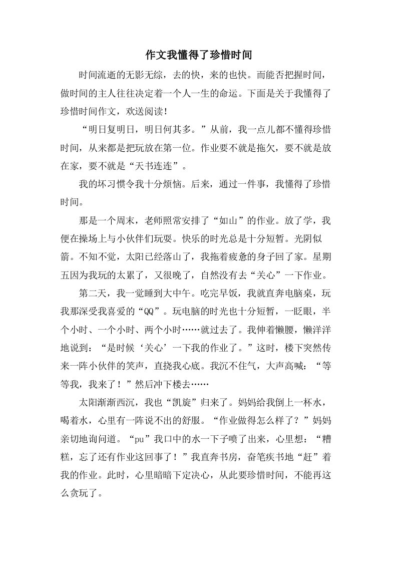 作文我懂得了珍惜时间