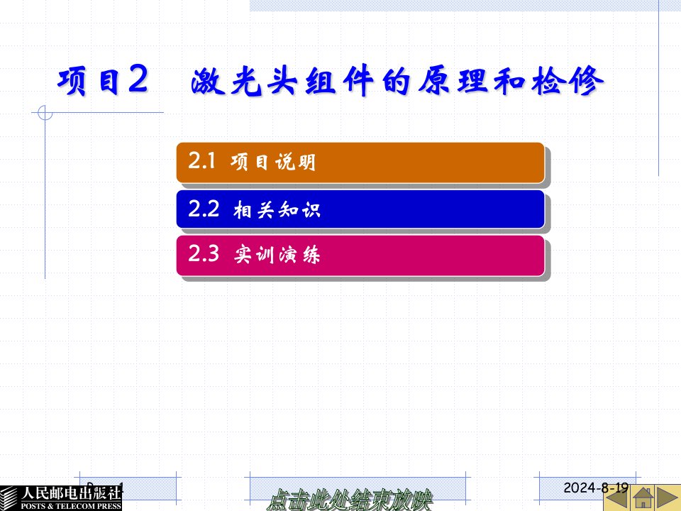 电子整机原理与维修实训——数字视听设备韩雪涛吴瑛韩广兴项目2激光头组件的原理和检修课件教学