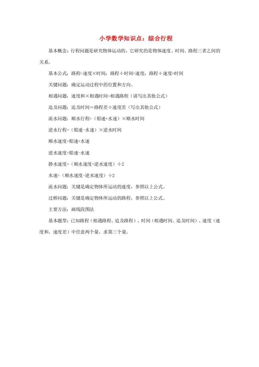 小学数学知识点