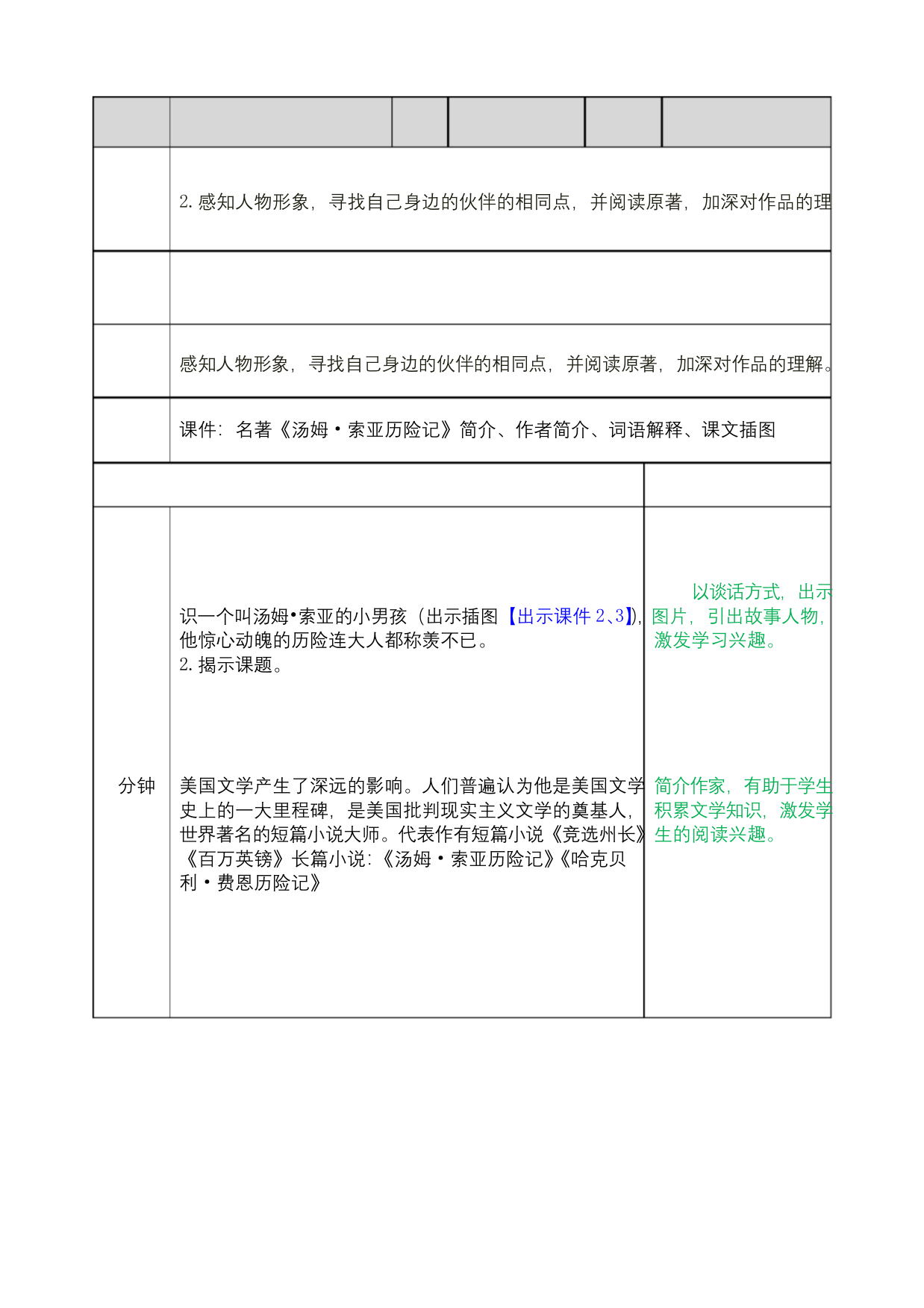 部编版六年级语文下册汤姆索亚历险记节选教案