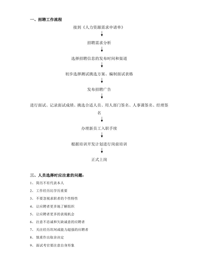 企业招聘工作流程