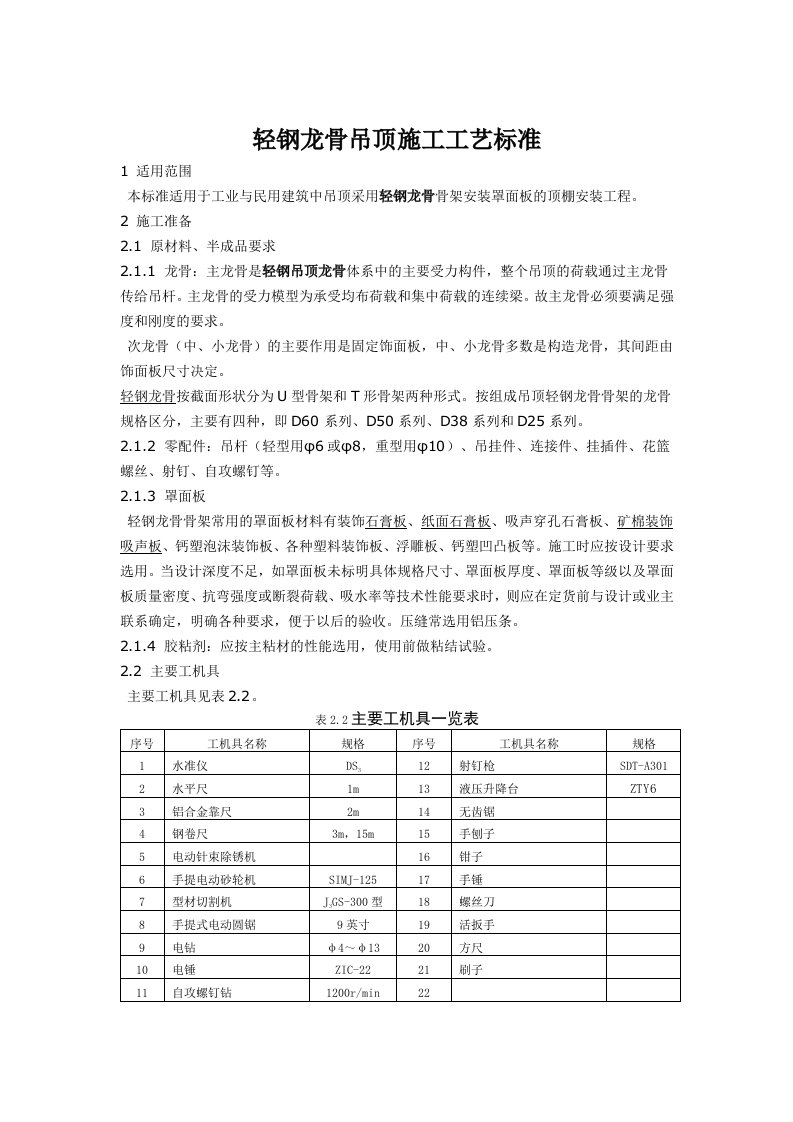 民用建筑轻钢龙骨吊顶施工工艺