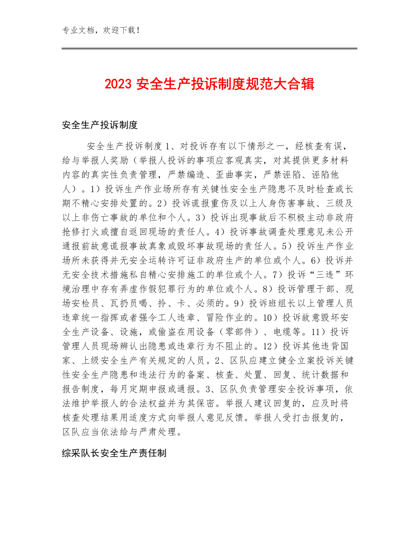 2023安全生产投诉制度规范大合辑