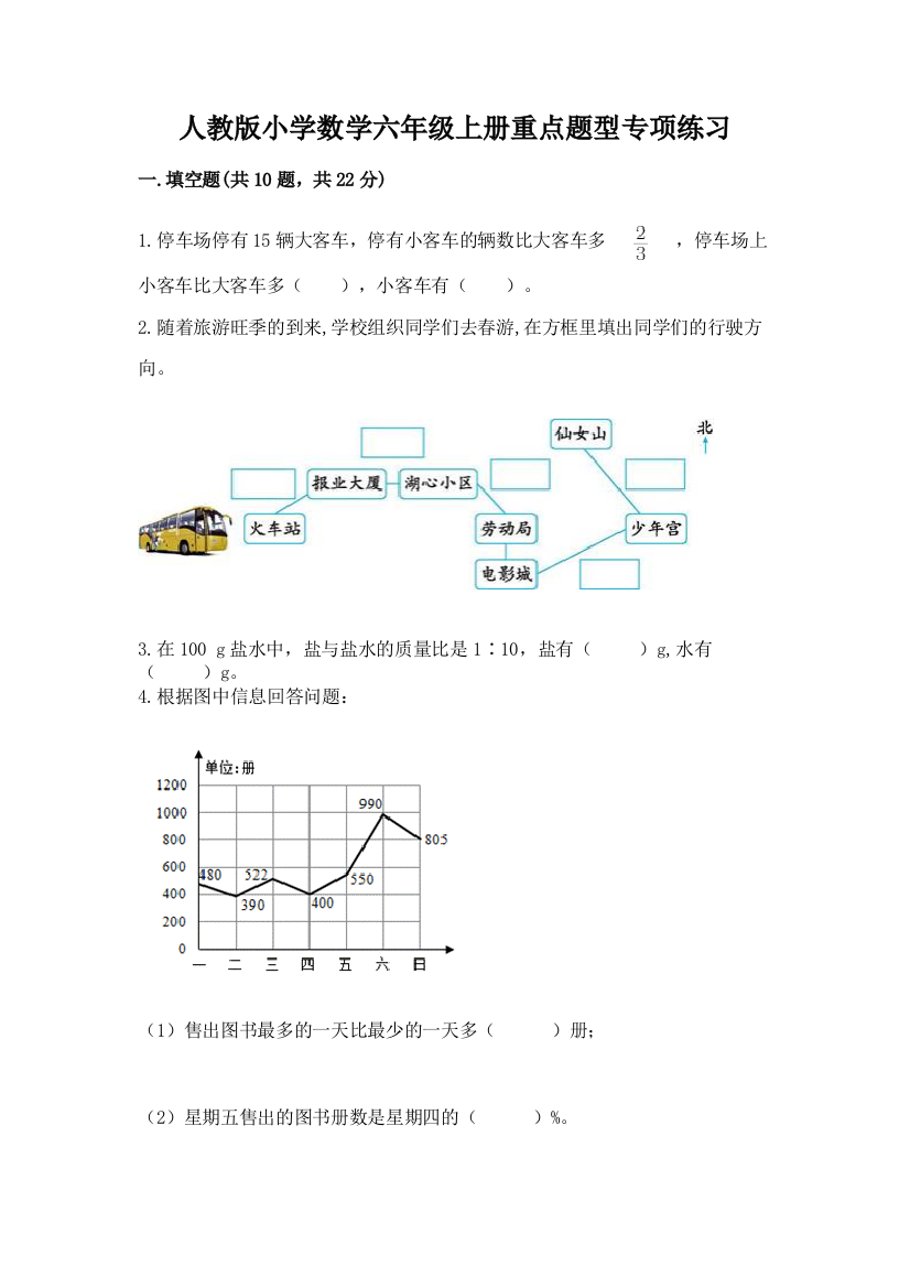 人教版小学数学六年级上册重点题型专项练习及参考答案AB卷