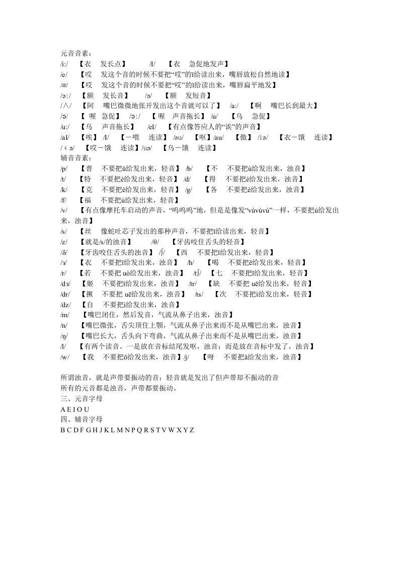 英语国际音标汉字谐音发音表[1]