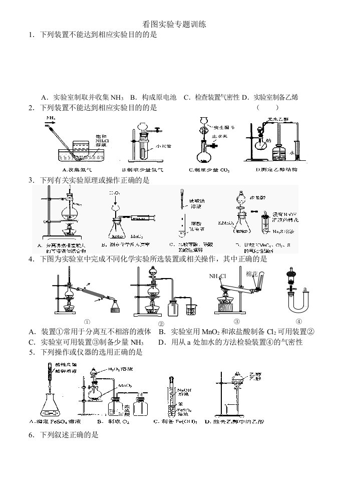 高考经典图像易错化学实验选择题(必备)