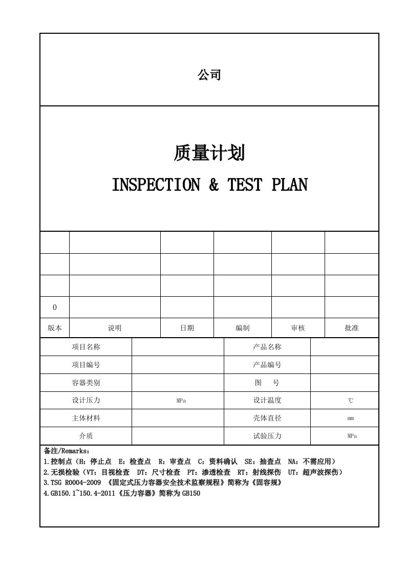 质量检验计划ITP