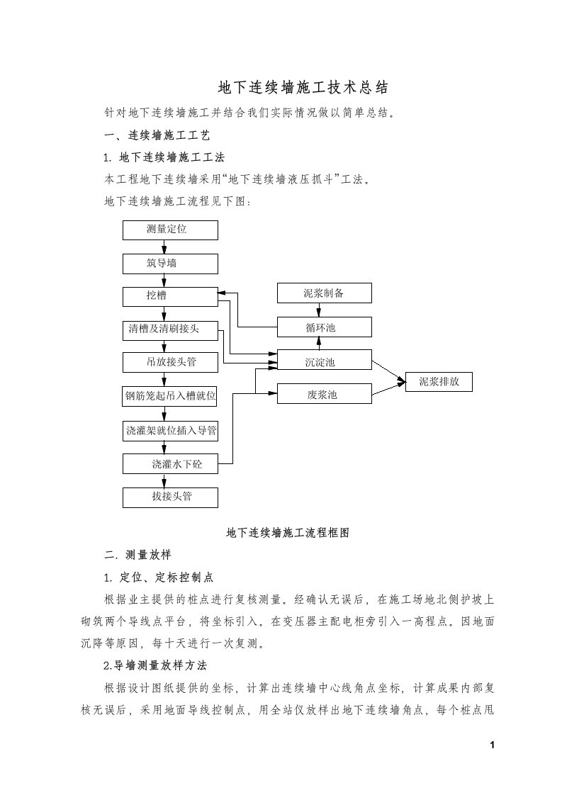 地下连续墙施工总结