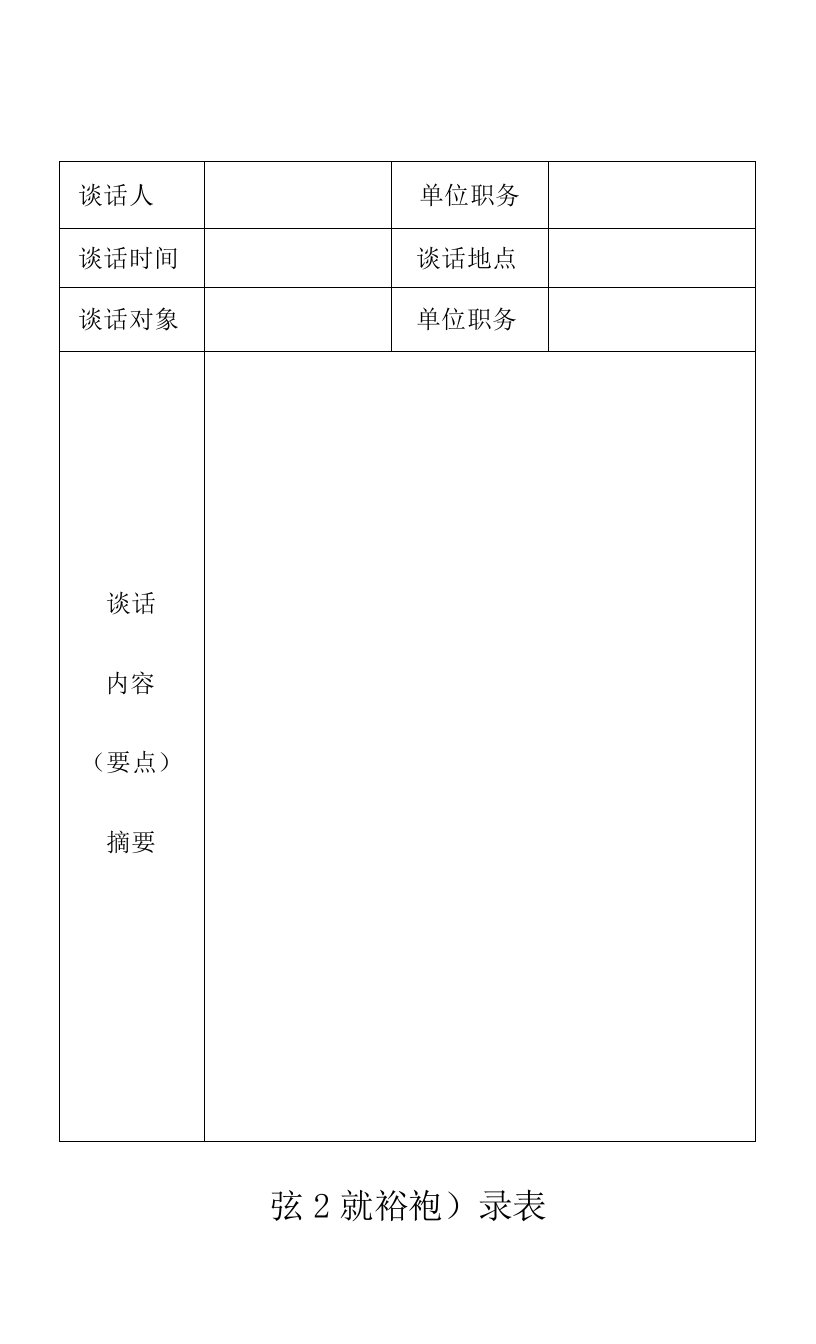 谈心谈话记录表