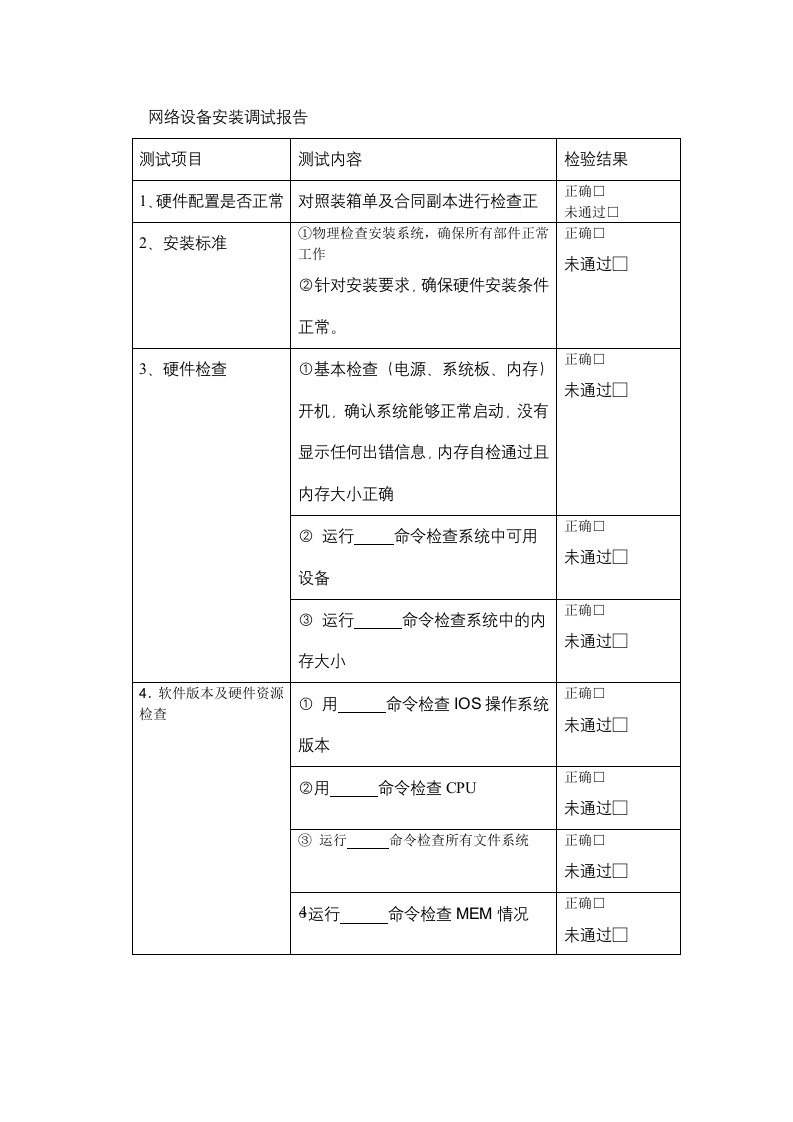 网络设备安装调试报告