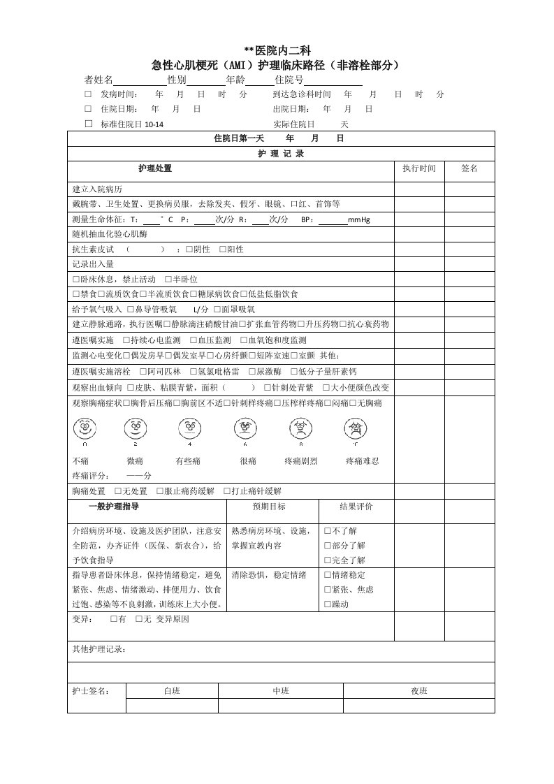 急性心肌梗死护理临床路径