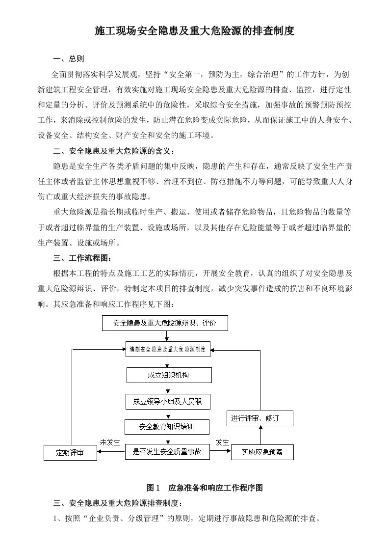 施工现场安全隐患及重大危险源的排查制度