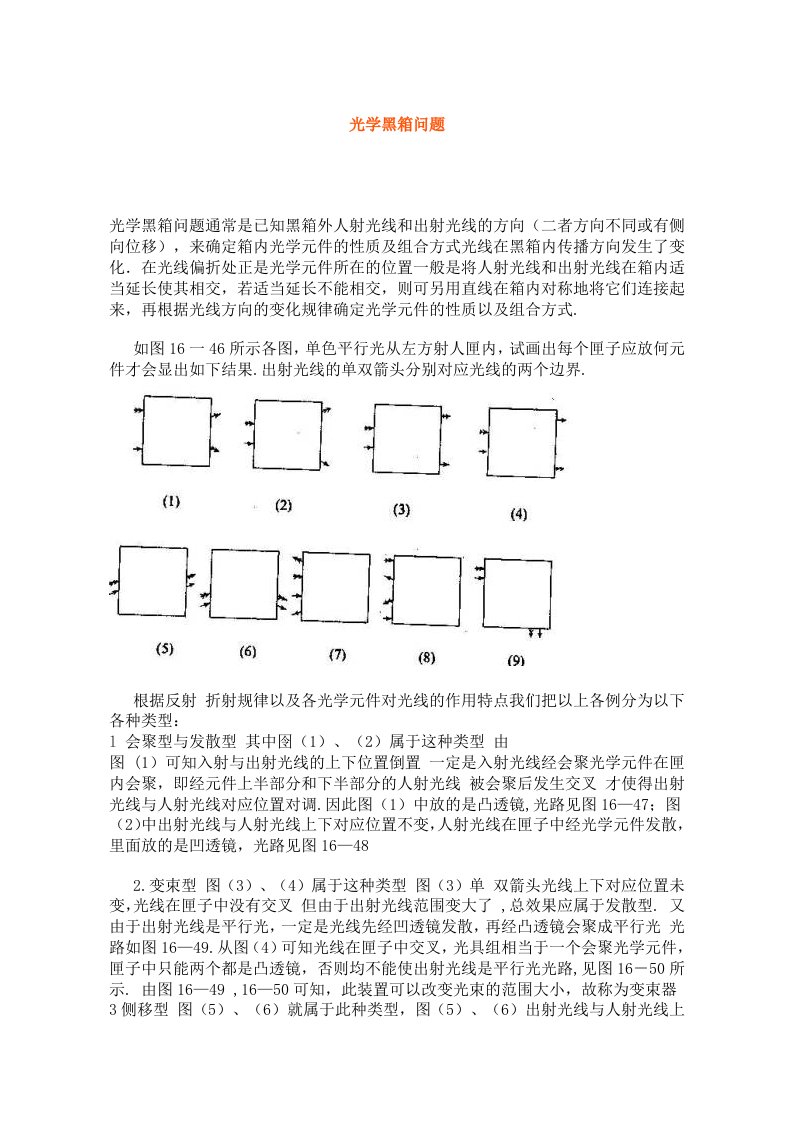 光学黑箱问题