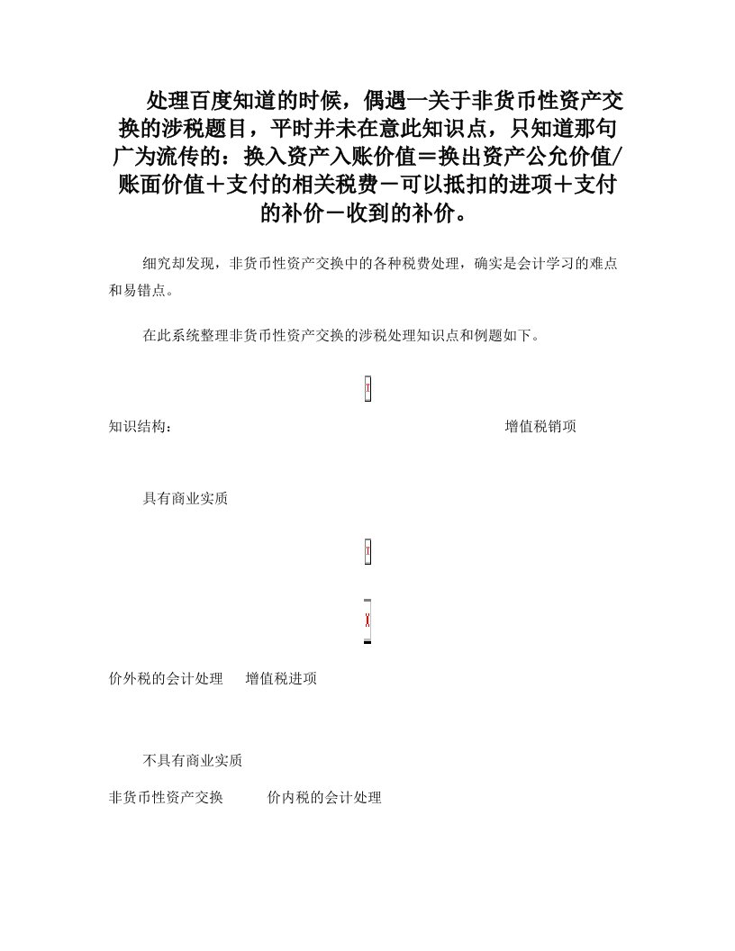 非货币性资产交换中的营业税增值税消费税价外费用总结