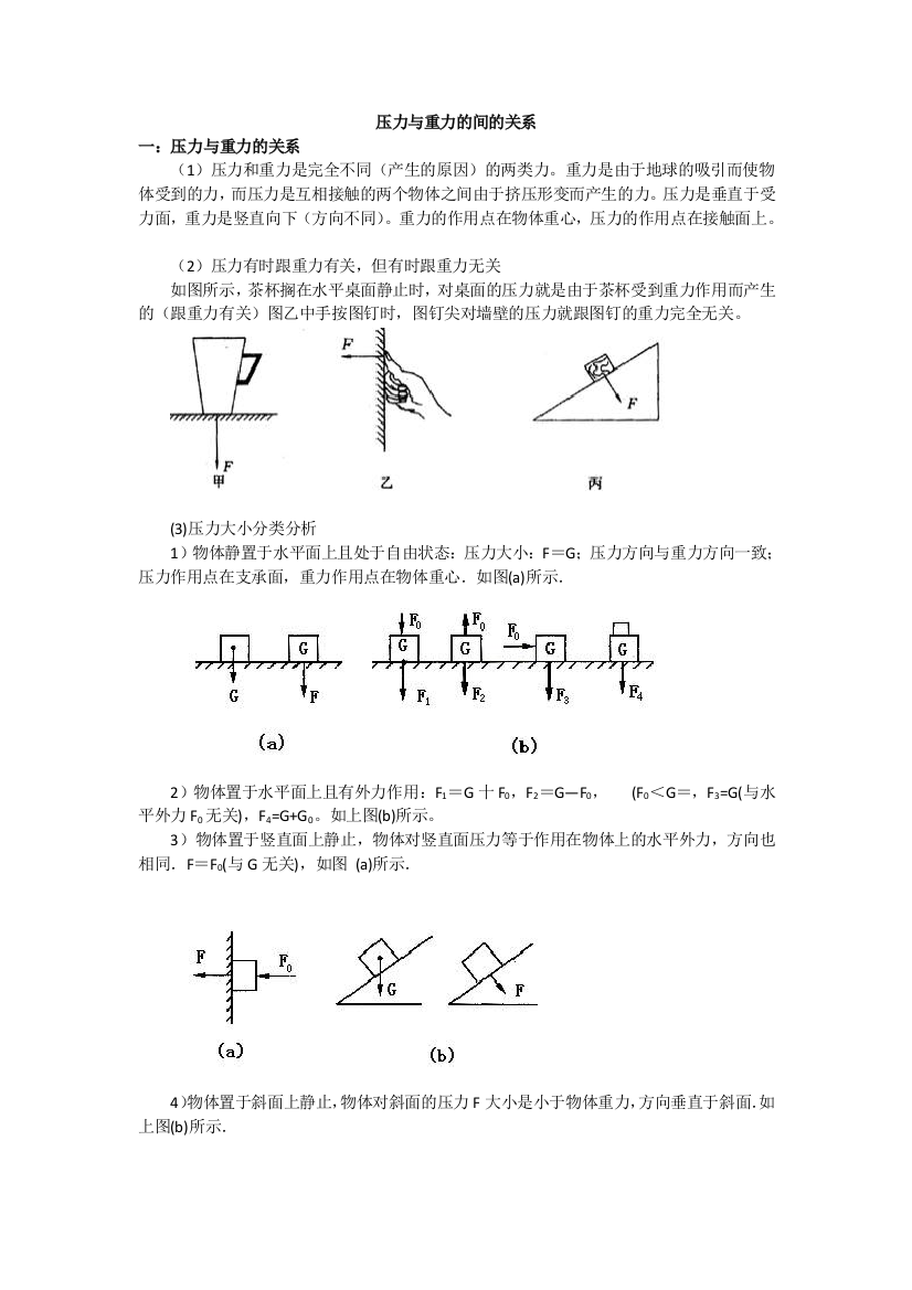 压力与重力的间的关系