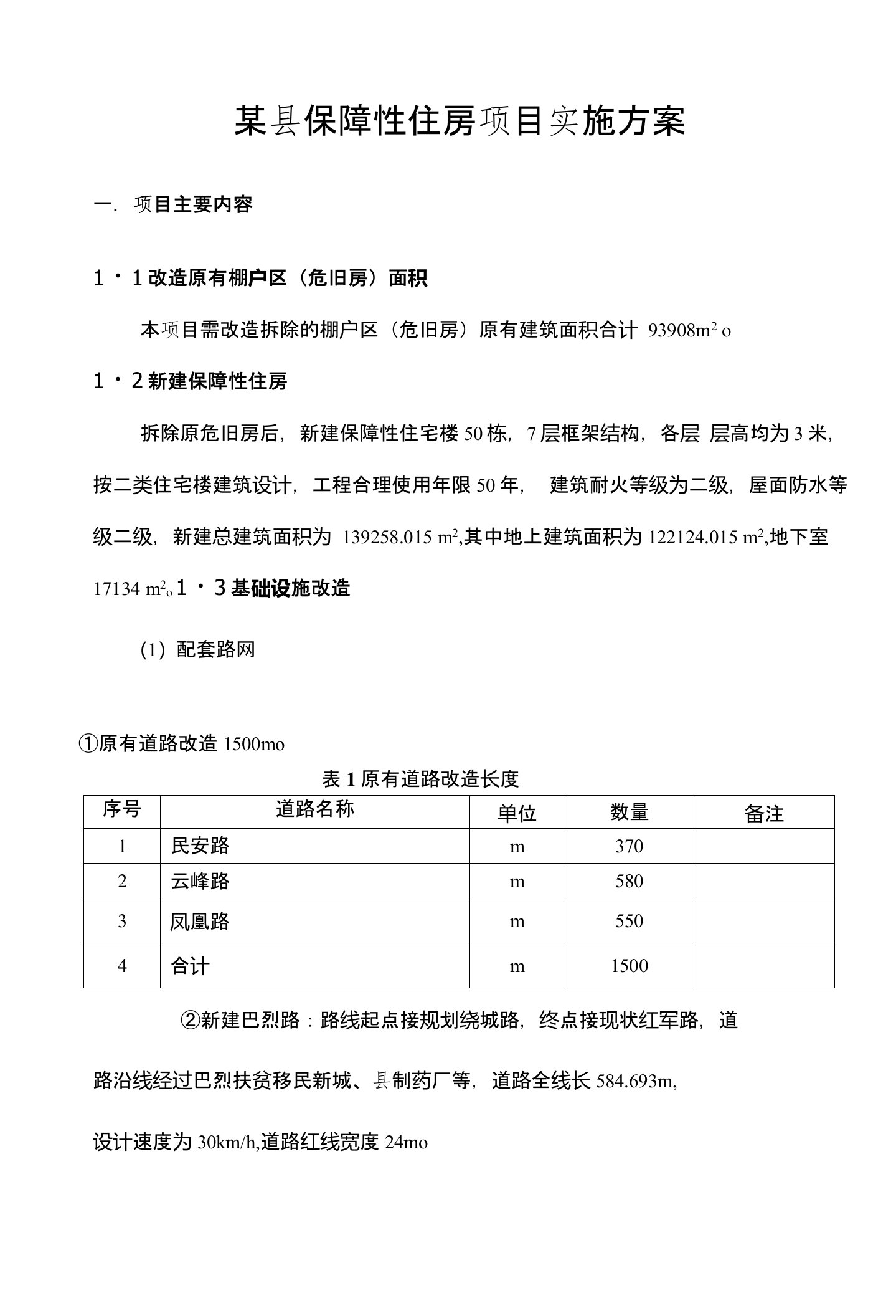 某县保障性住房实施方案设计