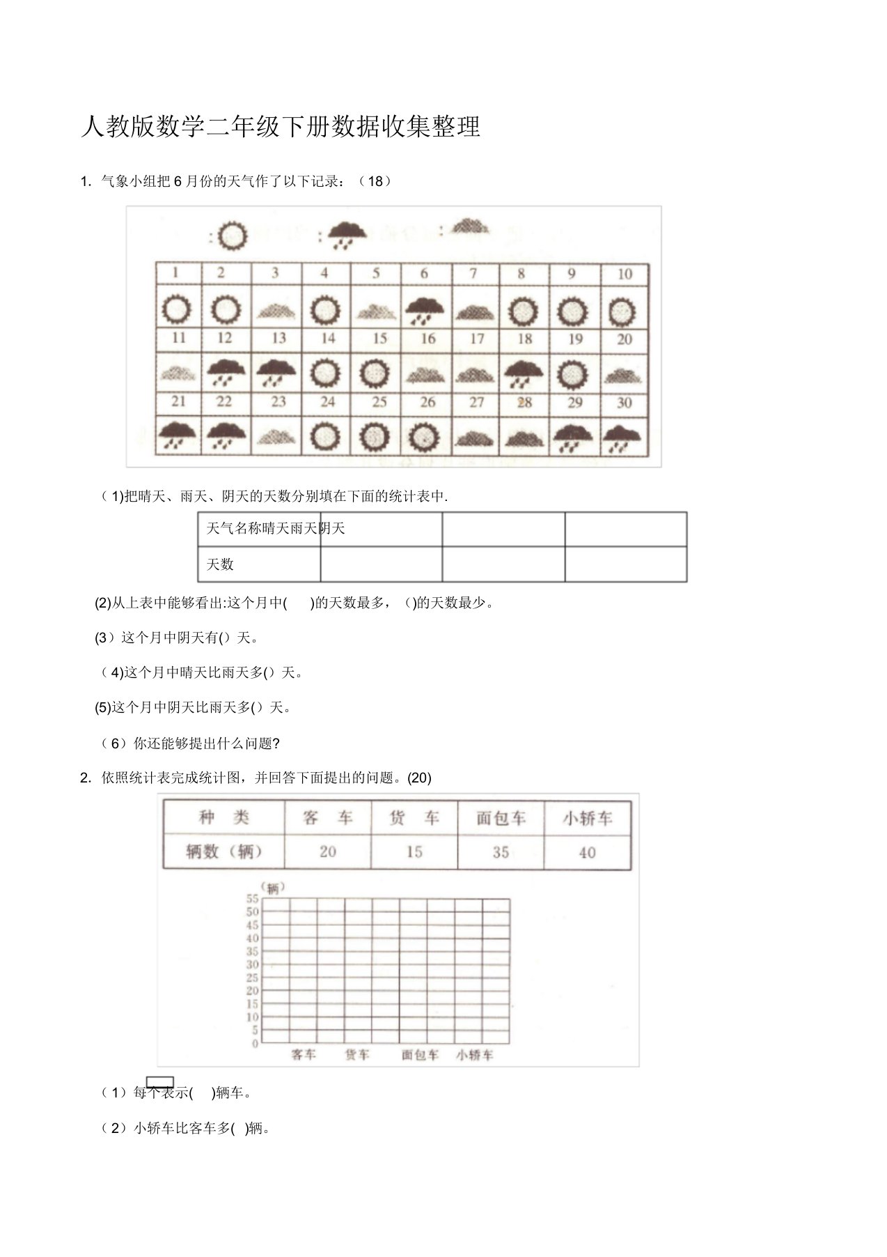 人教版小学二年级下册数学单元测试题-全套