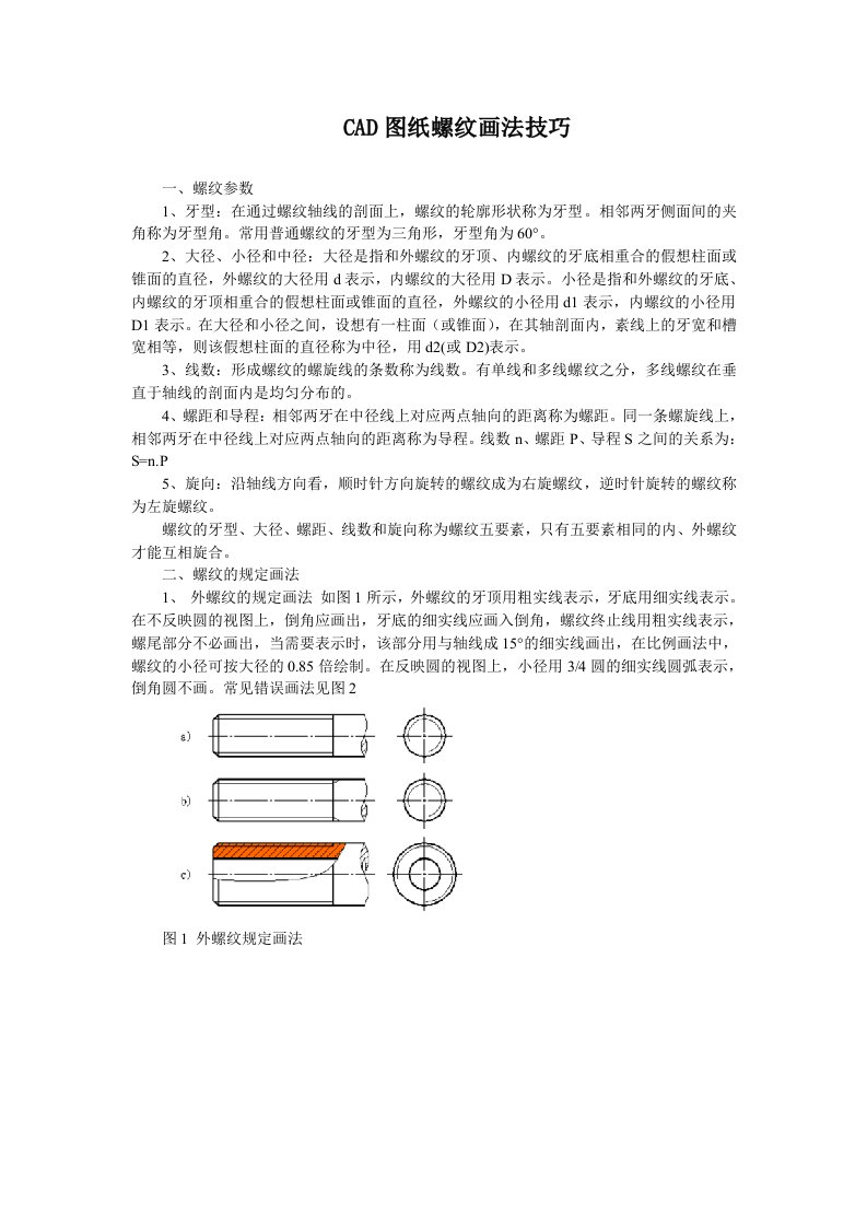 CAD图纸螺纹画法技巧