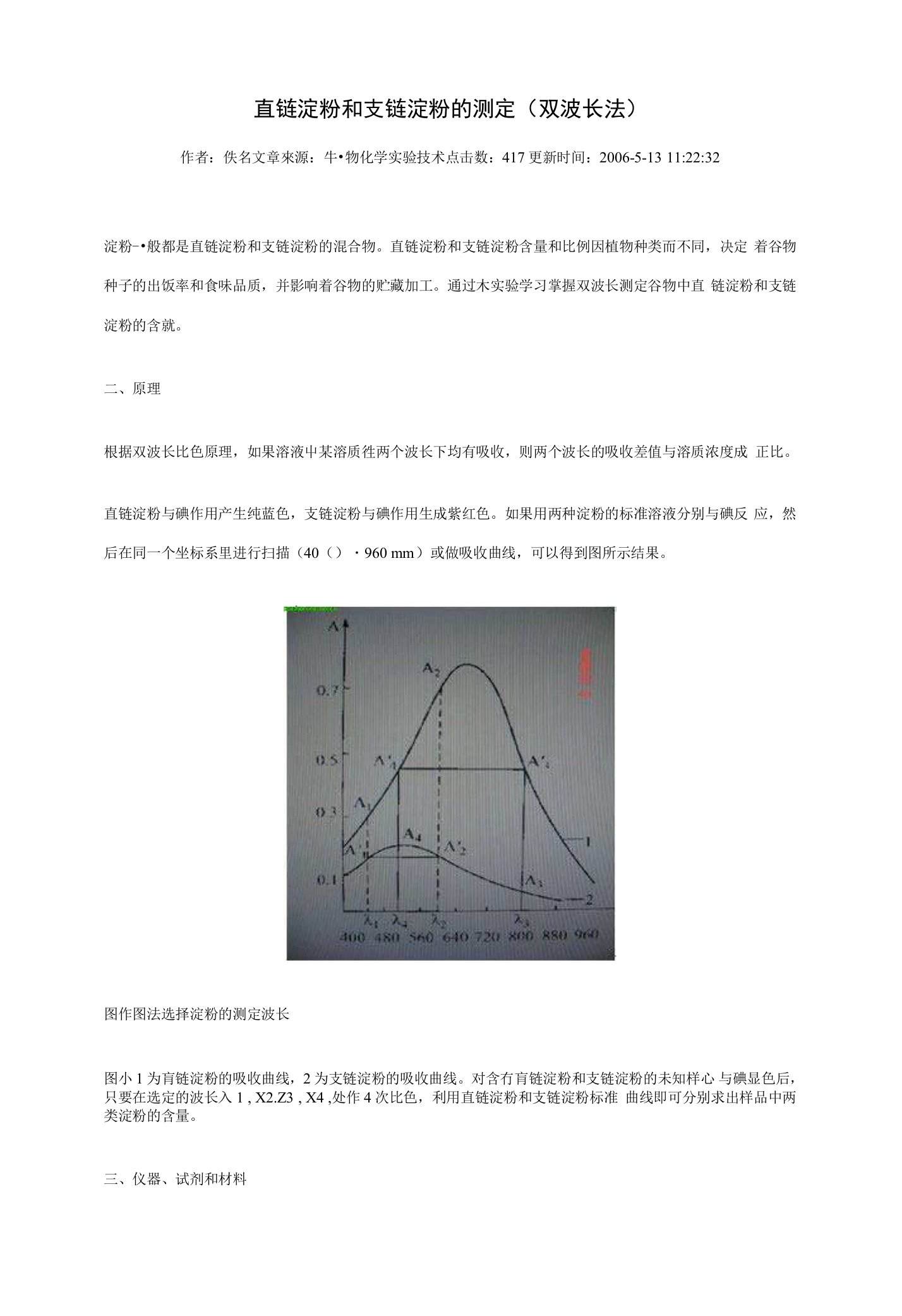 直链淀粉和支链淀粉的测定(双波长法)