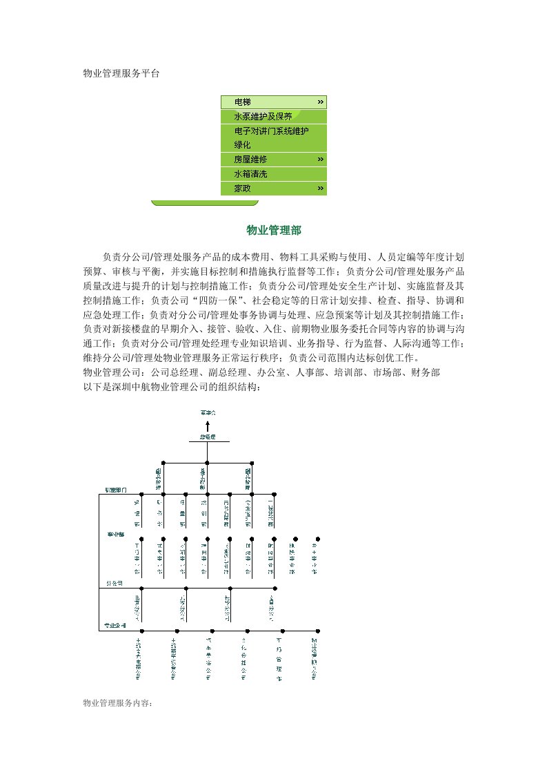 物业公司组织结构