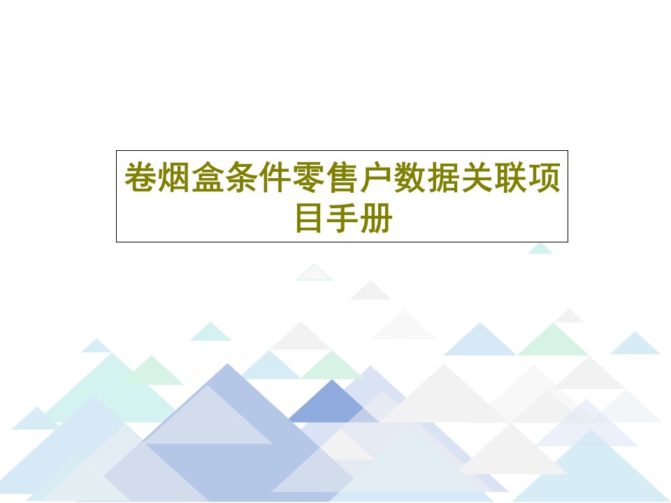 卷烟盒条件零售户数据关联项目手册PPT19页