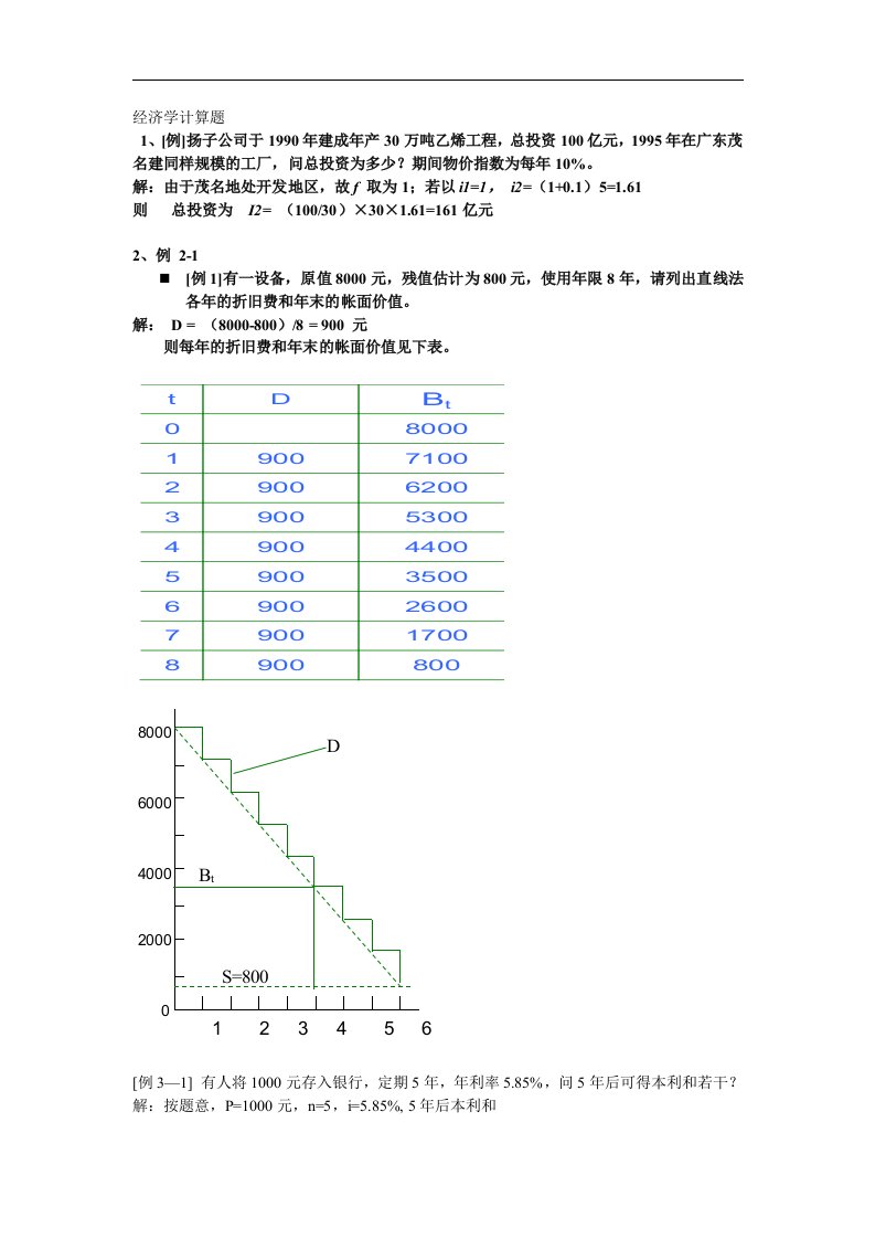 化工技术经济计算题