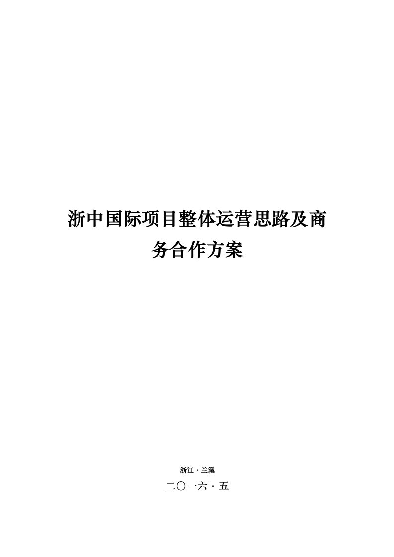 浙中国际项目整体运营思路及商务合作方案