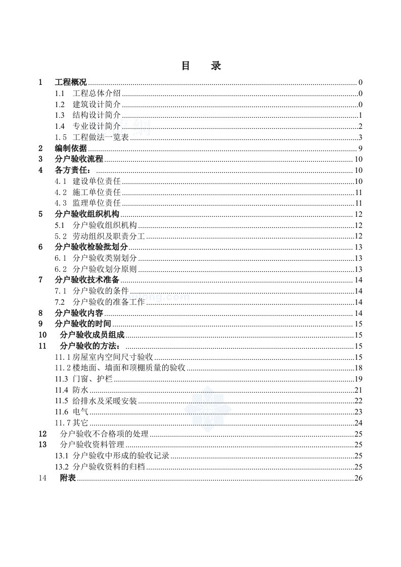 河北某小区高层住宅楼分户验收方案附表格