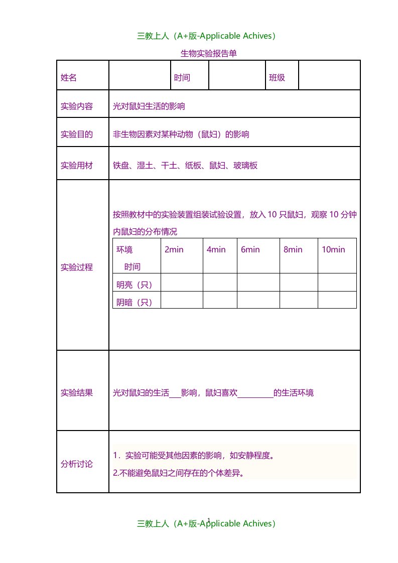 总结报告-生物实验报告