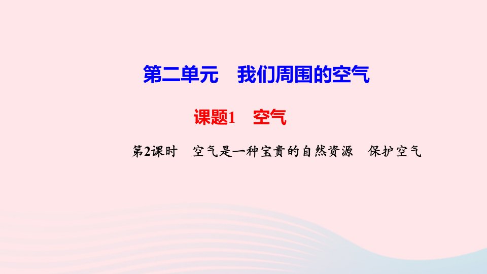 九年级化学上册第二单元我们周围的空气课题1空气第2课时空气是一种宝贵的自然资源保护空气作业课件新版新人教版