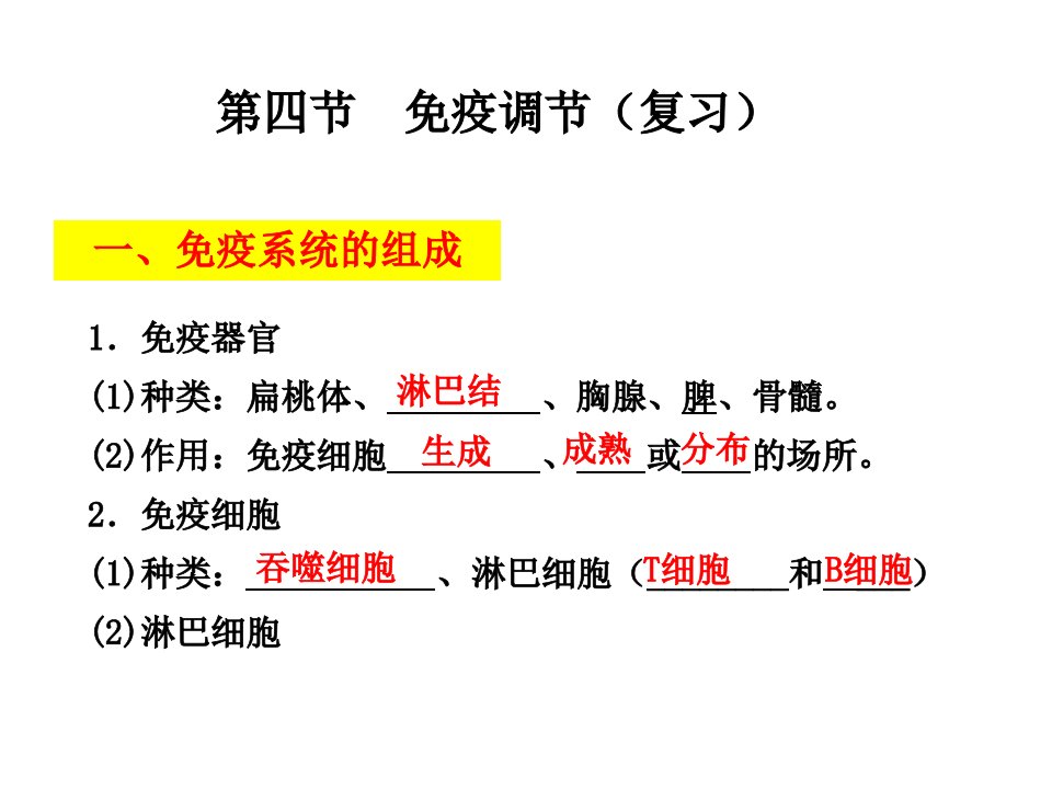 免疫调节一轮复习