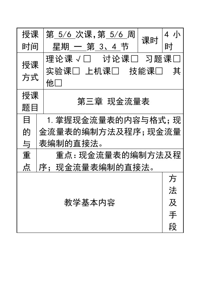 高级财务会计现金流量表