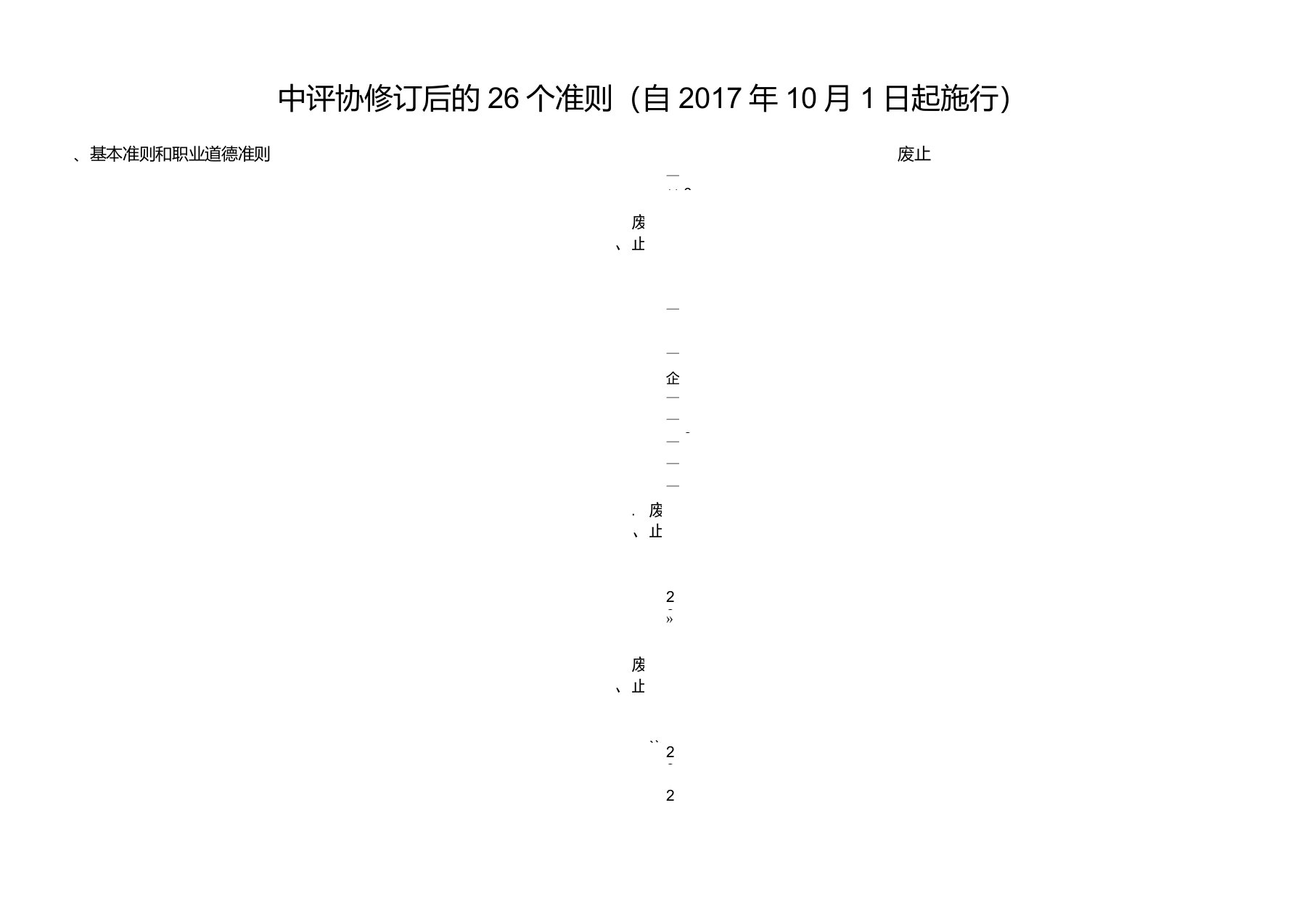 新修订后的26个资产评估准则