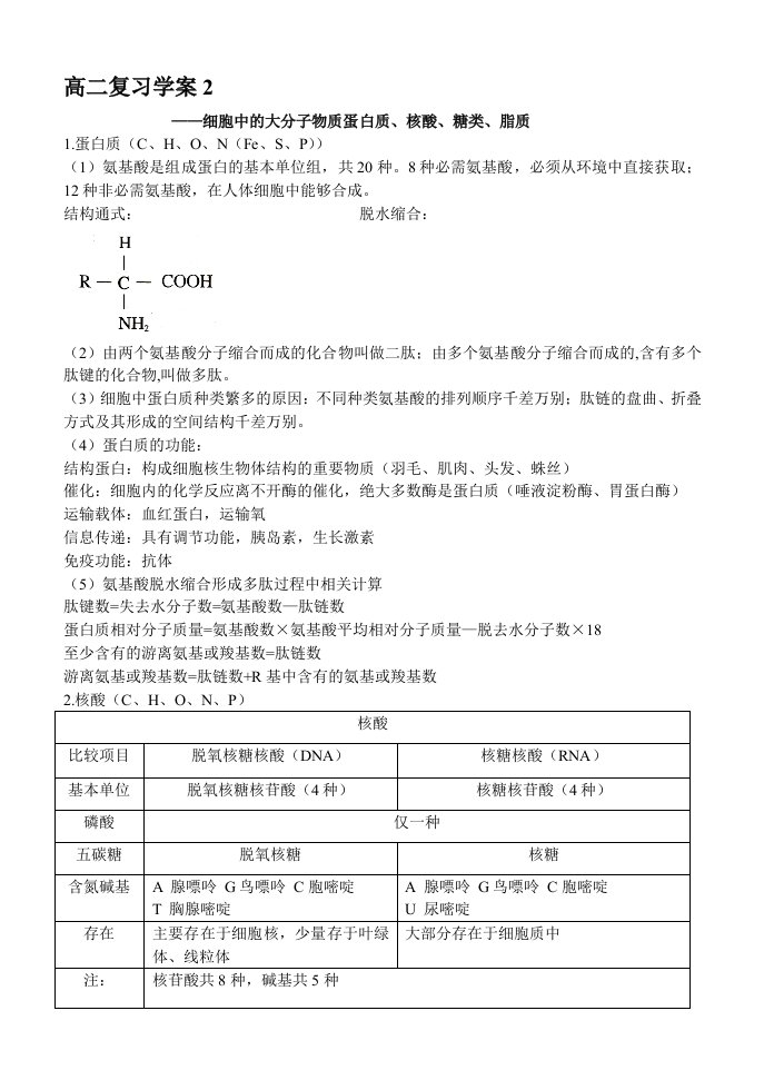 细胞中的大分子物质蛋白质核酸糖类脂质