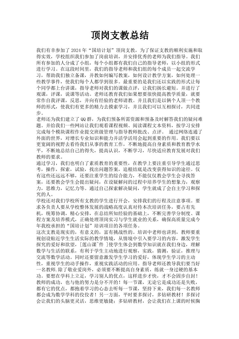 顶岗支教总结