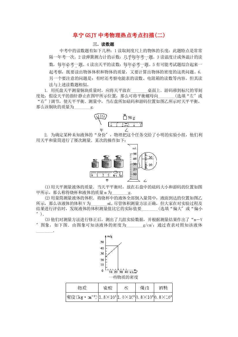 （整理版）阜宁GSJY中考物理热点考点扫描(二)