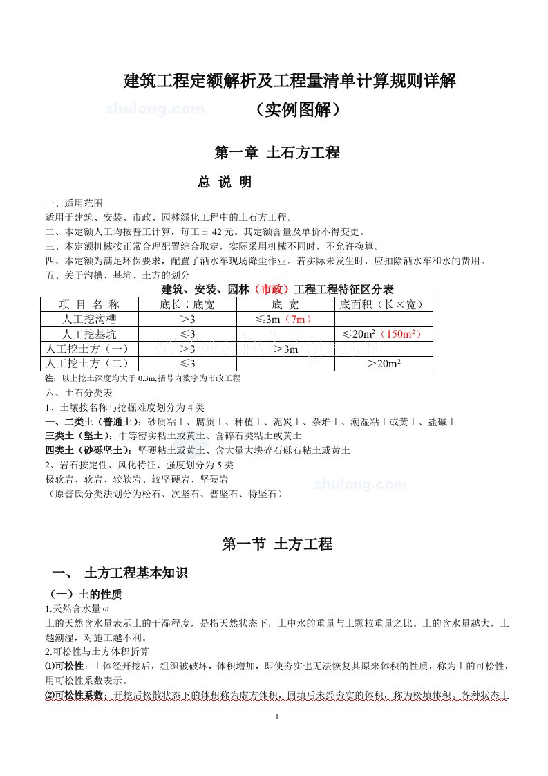 建筑工程定额解析及工程量清单计算规则详解