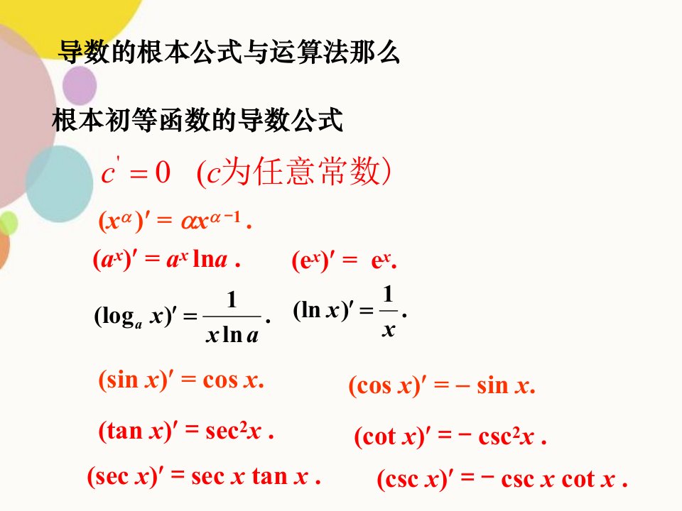 西方经济学高等数学导数公式大全