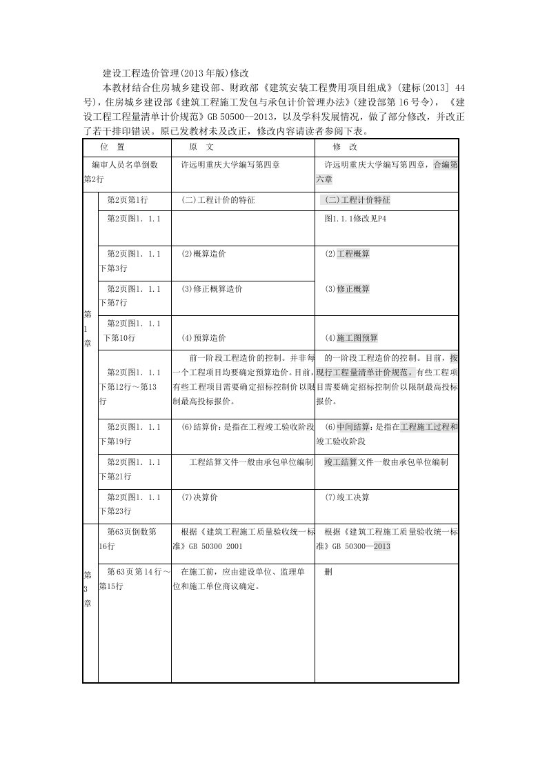 2023年造价工程师执业资格考试培训教材勘误表陈静