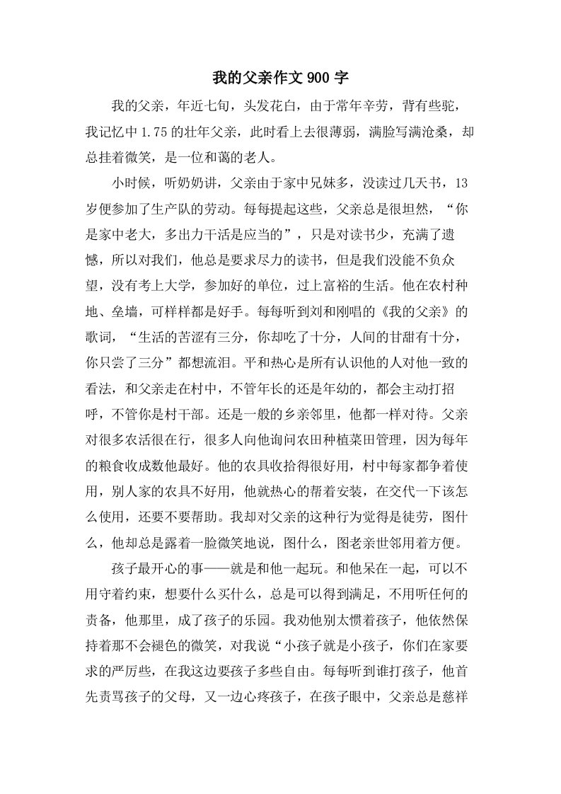 我的父亲作文900字