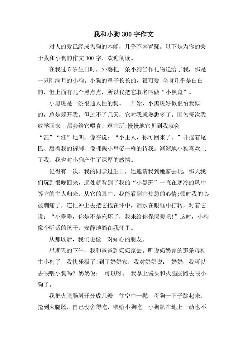 我和小狗300字作文