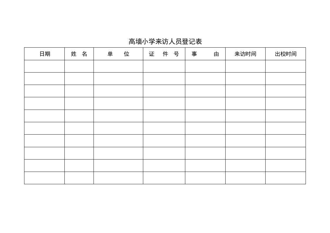 学校来访登记表