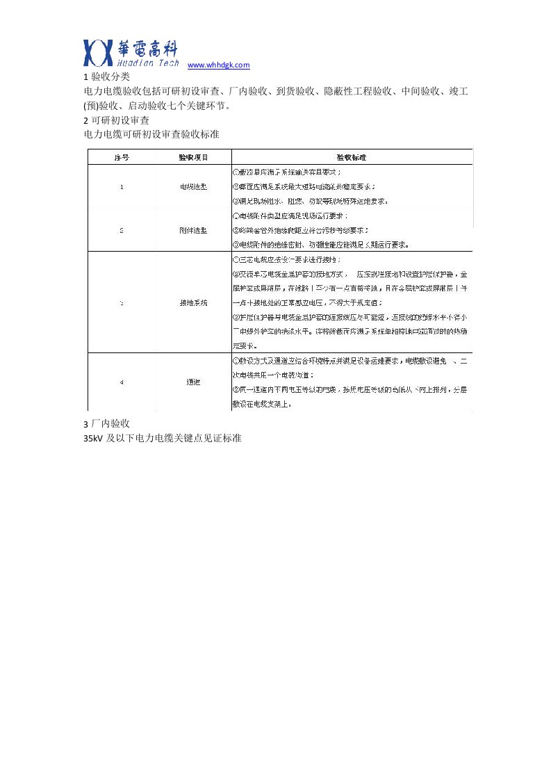 电力电缆验收细则