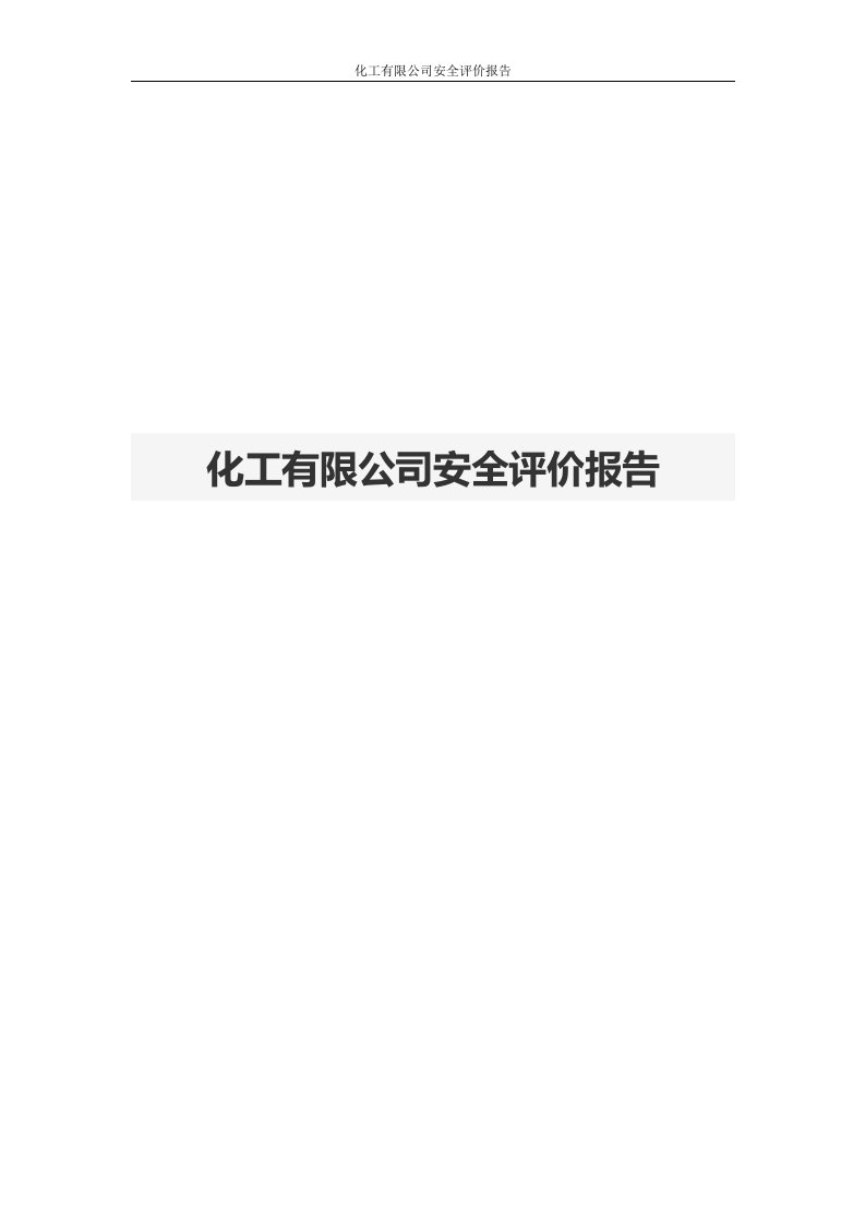 化工有限公司安全评价报告