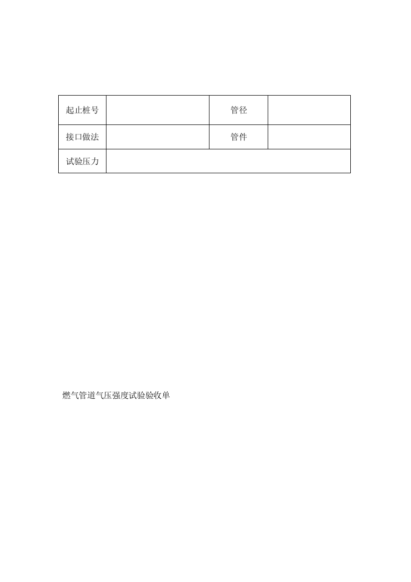 燃气管道气压强度试验验收单