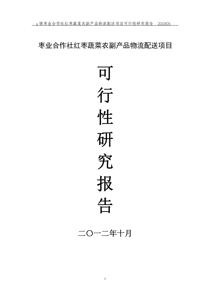 红枣蔬菜农副产品物流配送项目建设投资可行性研究报告