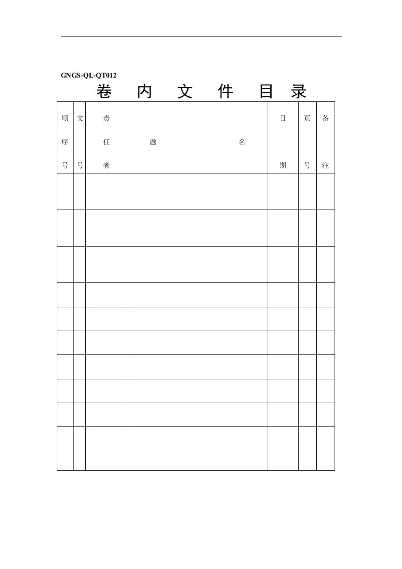 【管理精品】GNGS-QL-QT012卷内文件目